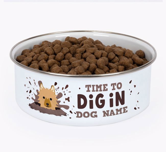 Time To Dig In: Personalised {breedFullName} Enamel Dog Bowl